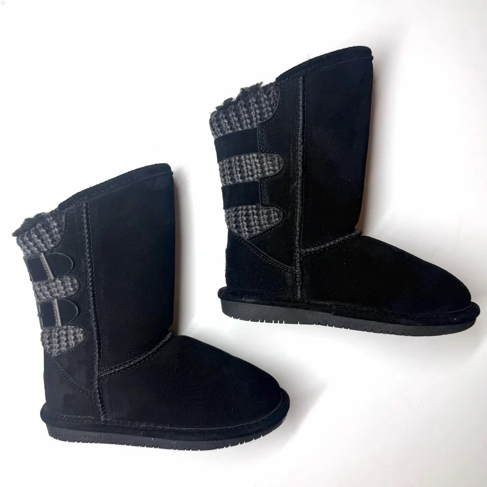 Bearpaw Girl's Boshie Black Suede Water Resistant Boots - Size 13